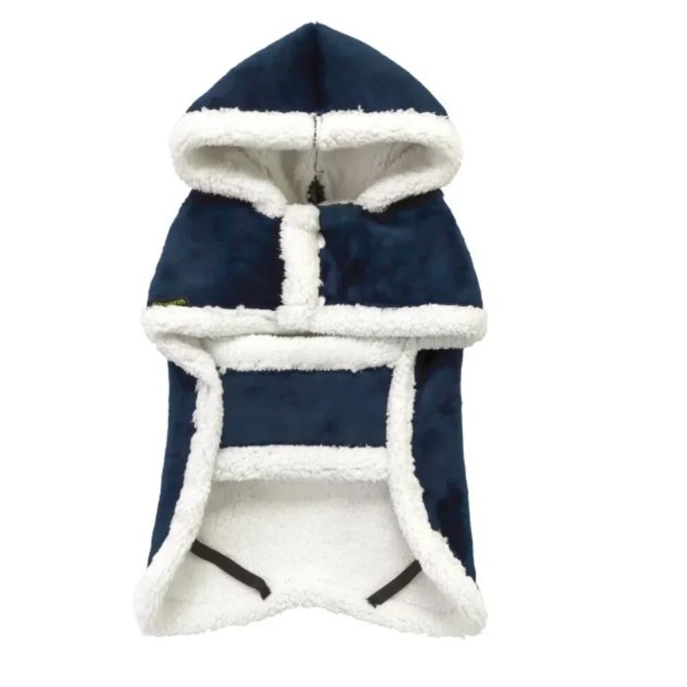 NEW Fitwarm Dog Coat Fleece Sherpa Hooded Blanket Coat Blue Size XL